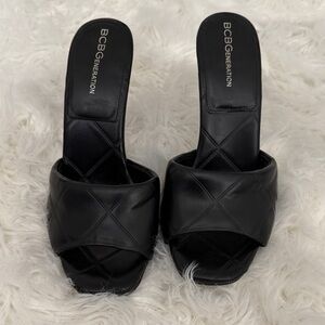 BCBGeneration Black Quilted Mules